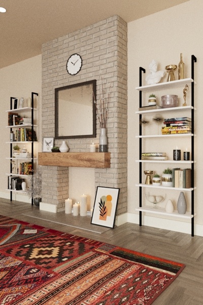 Phobia Dekoratif Tasarım 6 Katlı Beyaz Duvara Monte Kitaplık Ev Rafı Beyaz 713