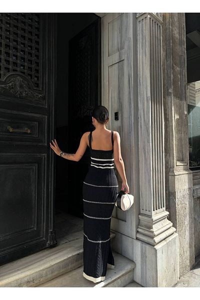 Pulli Collection Rochie de tricotaj Alaçatı cu bretele ecru pentru femei