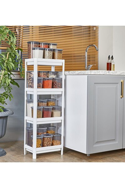 Carpekitchen Beyaz 4 Katlı Raf Ünitesi Banyo Rafı Kozmetik Şampuan Havlu Rafı...