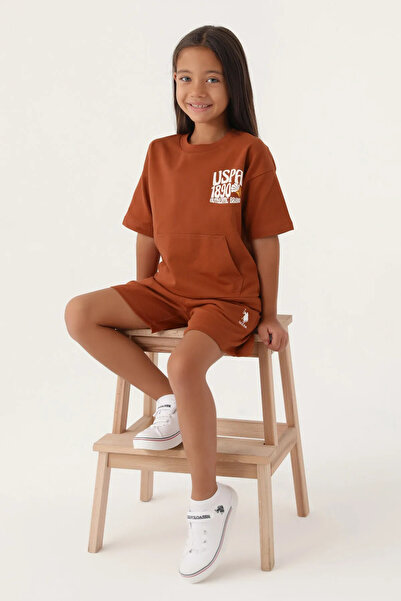 U.S. Polo Assn. Girl's, Floral Pattern Pattern, 100% Cotton, T-shirt Shorts Set