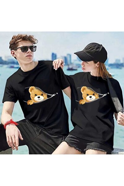 PERISENSE تي شيرت كبير الحجم مطبوع عليه دمية دب للجنسين - مجموعة مكونة من قطعتين