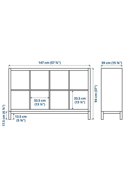 IKEA açık raf ünitesi, gri-ahşap görünümlü-siyah, 147x94 cm