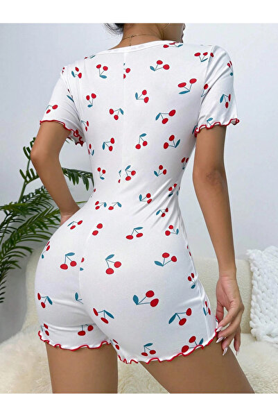 the DIFFerent Overal na spaní s krátkým rukávem s třešňovým potiskem