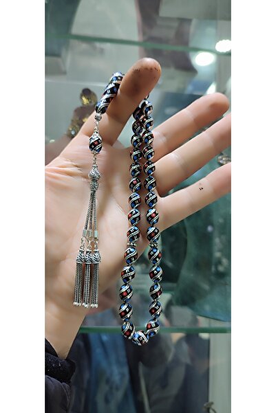 USTATESBİH 925 Ayar Gümüş Püsküllü Mercan Mine İşleme Oltu Taşı Tesbih