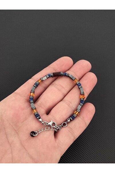 tahrastone Damla Kehribar-KYANİT-Çelik Bileklik