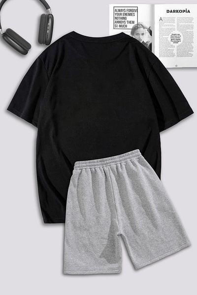 macklin Unisex Γυναικεία Ανδρικά Σετ φόρμας Tom and Jerry Heart με στάμπα ειδικής σχεδίασης Oversize μπλουζάκι και σορτς