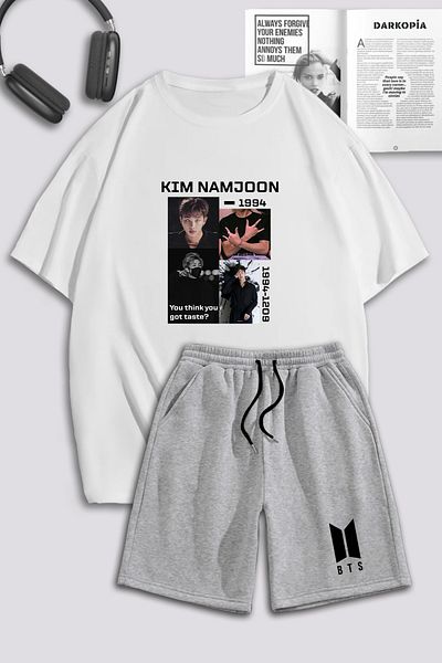 macklin Unisex Γυναικείες Ανδρικές φόρμες Kim Namjoon BTS με τυπωμένο προσαρμοσμένο σχέδιο υπερμεγέθη μπλουζάκι και σορτς