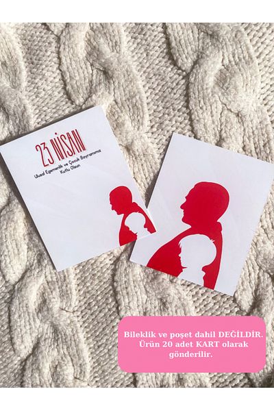 Hayal.kirtasiyesi April 23 10X8 cm 20 Pieces Bracelet Gift Greeting Note Celebration Card (Without Bracelet)