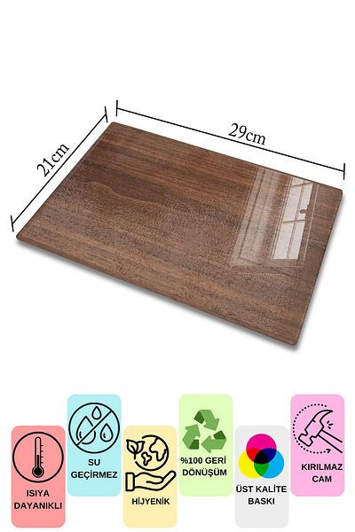 Postifull Glass Cutting Board, Chopping Board, Natural Wood Pattern, Thick and Tempered Unbreakable Glass, 21*30cm