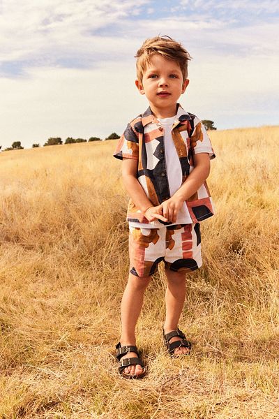 Next Baby 100% Cotton Bronze Brown Shirt Shorts Bottom Top Set