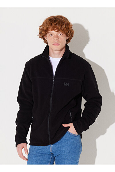 Lee Siyah Erkek Polar Sweatshırt L232430001 Tam Fermuarlı Polar