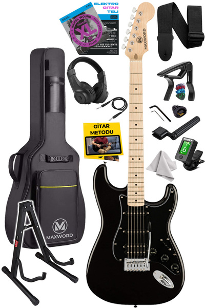 Maxword Map-35bk-st Maple Klavye Ssh Profesyonel Elektro Gitar Seti