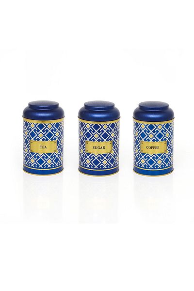 EVLE Efb04h1 Cylinder Storage Container Ø105 Set of 3, Turkish Blue Set