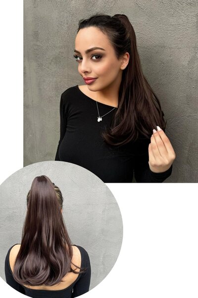 TAKIŞTIR Păr ondulat în coadă de cal cu cataramă de culoare maro (Duygu)