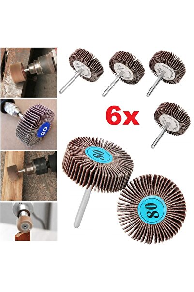Depolife Gravür Makinası Cihazlar Için Mop Flap Disk Zımpara Seti 6lı 3mm Sap Çoklu Yaprak Zımpara Takımı