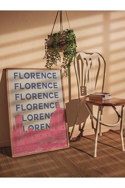 Postifull Αφίσα Florence Illustration - Σειρά Cities, Αφίσα Duar, Εκτύπωση HD, Χοντρό αρχείο