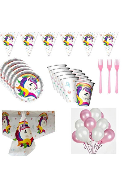 partideyince Set de accesorii pentru petrecerea de aniversare cu unicorni pen...