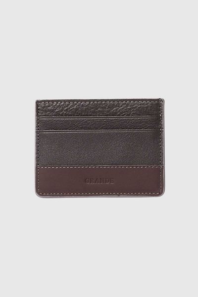 Grande 747 Genuine Leather Slim Horizontal Card Holder Natural Gray