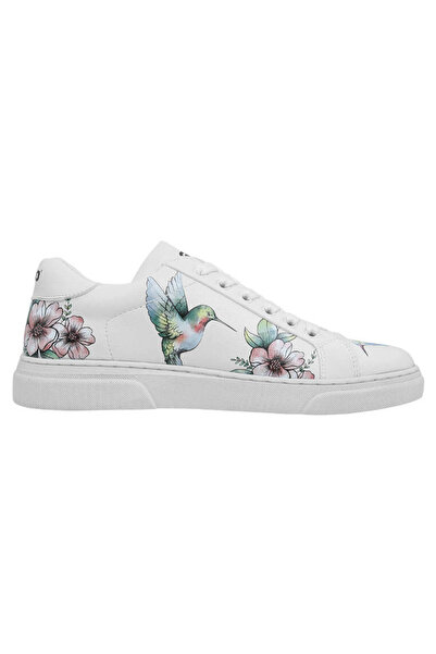 Dogo Women's Vegan Leather White Sneakers - As Free As a Bird Design