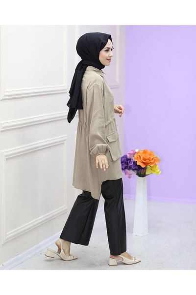 Beray قميص تونيك بجيب مزدوج - تصميم بيري