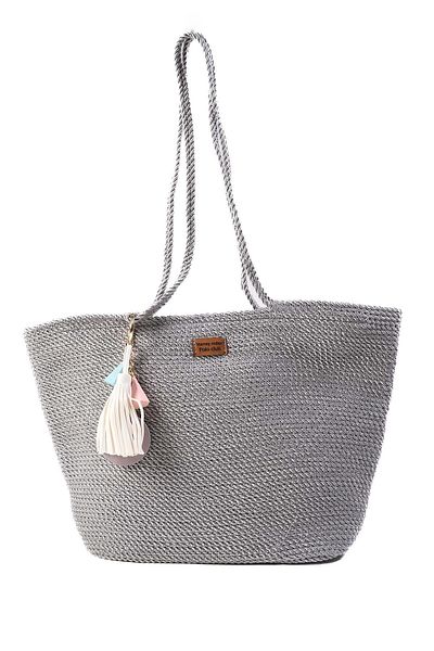 Mio Gusto Silver Color Rope Braided Women's Daily and Beach Bag