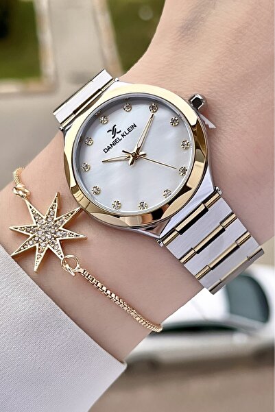 Daniel Klein Gold Gümüş Renk Hediye Paketli Kadın Kol Saati ve Bileklik