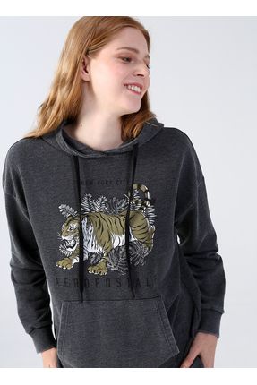 Aeropostale Kapu on Yaka Bask l Antrasit Kad n Sweatsh rt K rock Fiyat Yorumlar Trendyol