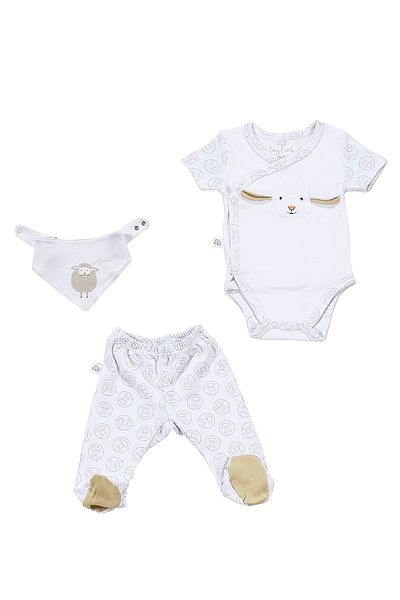 tinylamb Lamb Organic Newborn Baby Set 3 Pieces 0-3 Months Baby Mini Newborn Gift Set