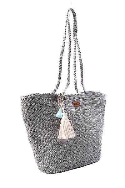Mio Gusto Silver Color Rope Braided Women's Daily and Beach Bag