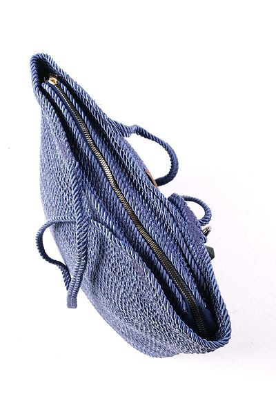 Mio Gusto Blue Color Rope Braided Women's Daily and Beach Bag