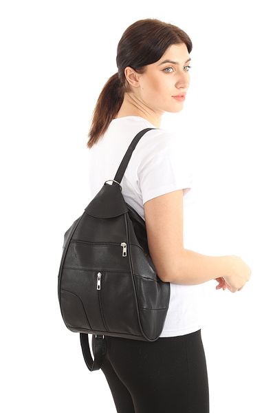 fubileather Genuine Leather Soft Textured Backpack, Bag with Shoulder Strap