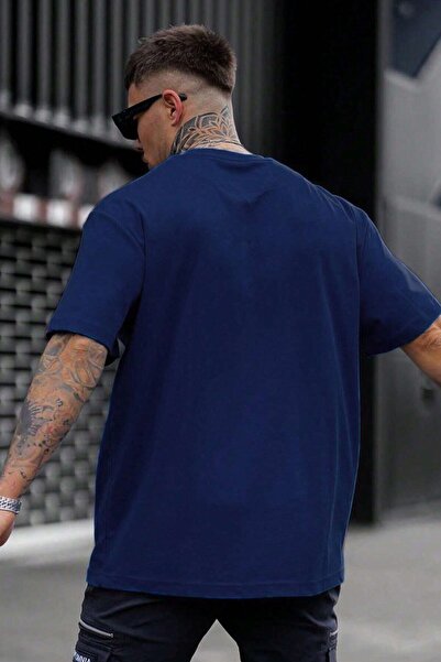 MODAGEN Ανδρικό μπλουζάκι Navy Blue Crew με λαιμόκοψη California Oversize