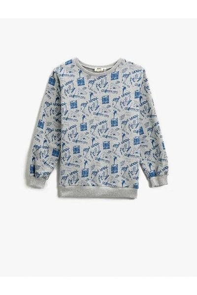 Koton Boy's Printed Sweatshirt Crew Neck