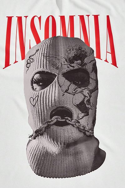 MODAGEN Μπλουζάκι Unisex Insomnia με στάμπα λευκό oversize
