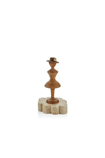 SETABIANCA TRAVERTEN KAİDELİ AHŞAP KADIN DEKOR 9X12X19CM