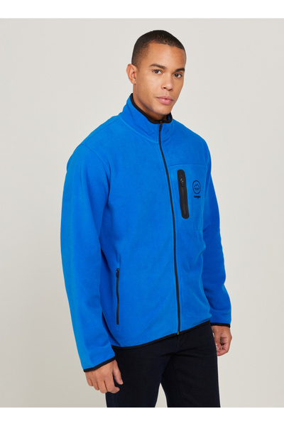 WRANGLER μπλε κοβαλτίου Ανδρικό φούτερ από φλις W222579403 Φλις με πλήρες φερμουάρ