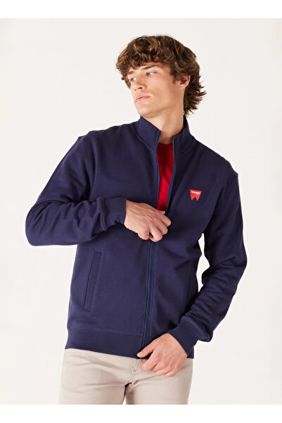 WRANGLER ψηλός λαιμός Ανδρικό φούτερ Navy Blue W663ı3xw4 Φούτερ με φερμουάρ