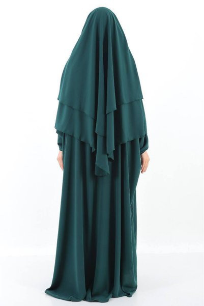 Mercan Hijab عباية كهرمان ذات طبقتين مرجانية