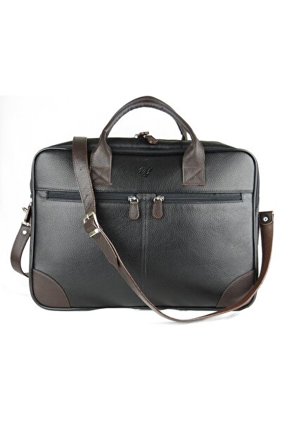 MÇ DERİ حقيبة كبيرة من الجلد الطبيعي مع حجرة للكمبيوتر المحمول باللون الأسود ...