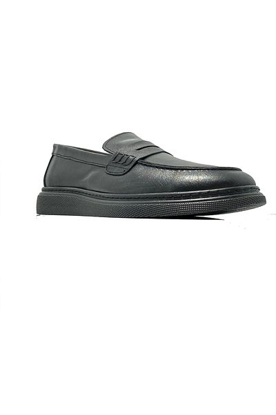 ÖZBEK Black Genuine Leather Casual Men's Shoes