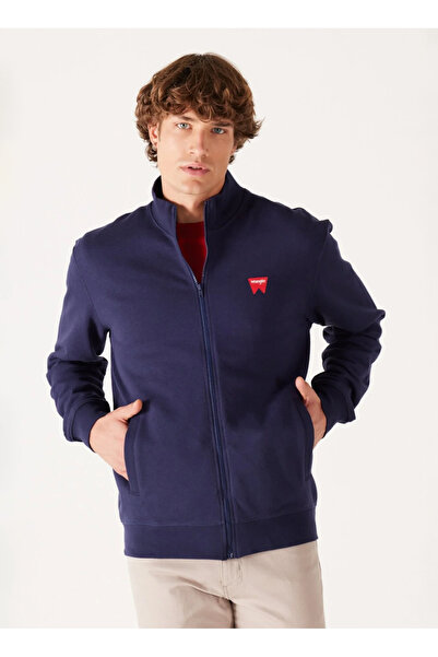 WRANGLER ψηλός λαιμός Ανδρικό φούτερ Navy Blue W663ı3xw4 Φούτερ με φερμουάρ