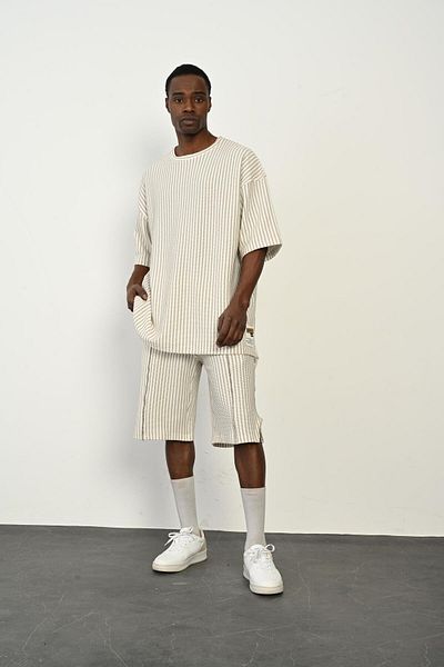 Rocqerx R-4365 Oversize Flat T-shirt Leg Slit Shorts Set