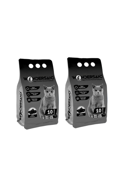 wondersand AKTİF KARBON SÜPER PREMİUM KEDİ KUMU 10 LT X 2 ADET