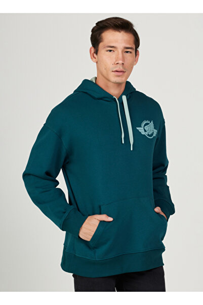 WRANGLER Kapüşon Yaka Koyu Yeşil Erkek Sweatshırt W232246826 Kapüşonlu Sweats...