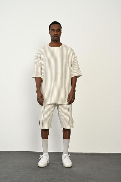 Rocqerx R-4365 Oversize Flat T-shirt Leg Slit Shorts Set