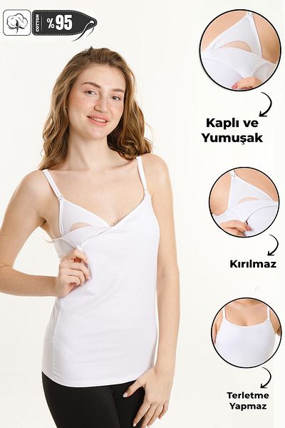 MS HAMİLE İÇ GİYİM Λευκό εσώρουχο θηλασμού - HG0058 Καλυμμένο