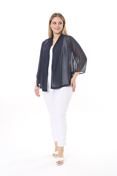 XL Modam CARDIGAN DE DAMĂ MĂRIME MARE DIN ȘIFON ALBASTRU ÎNCHIS