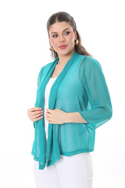 XL Modam WOMEN'S LARGE SIZE CHIFFON GREEN CARDIGAN