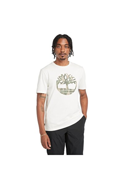 Timberland Camo Tree Logo Short Sleeve Tee Erkek T-shirt Beyaz-xl
