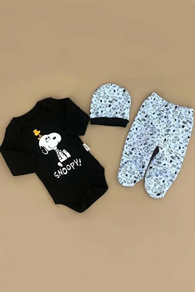minibird baby طقم أطفال مكون من 3 قطع من CUBBİCO Snoppy بأكمام طويلة